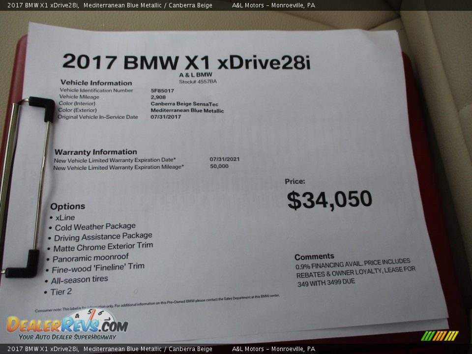 2017 BMW X1 xDrive28i Mediterranean Blue Metallic / Canberra Beige Photo #12