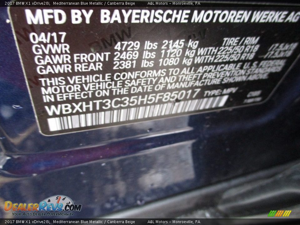 2017 BMW X1 xDrive28i Mediterranean Blue Metallic / Canberra Beige Photo #19