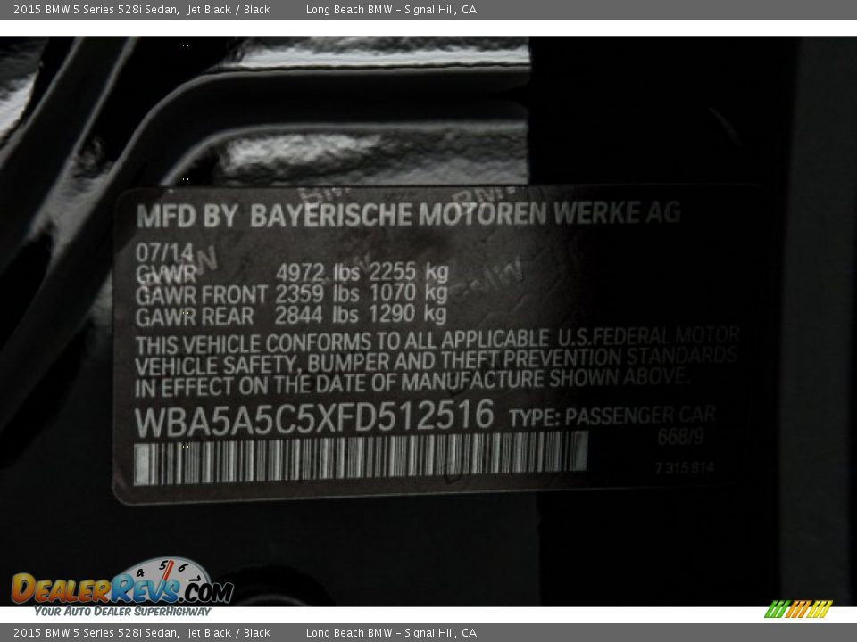 2015 BMW 5 Series 528i Sedan Jet Black / Black Photo #18