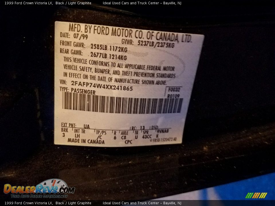 1999 Ford Crown Victoria LX Black / Light Graphite Photo #4