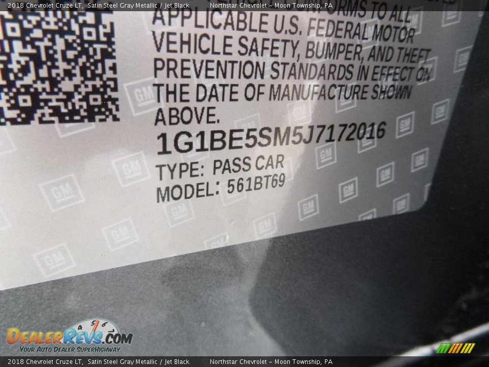 2018 Chevrolet Cruze LT Satin Steel Gray Metallic / Jet Black Photo #17