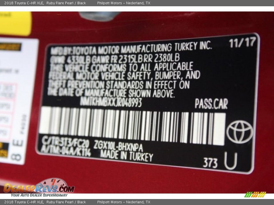 2018 Toyota C-HR XLE Ruby Flare Pearl / Black Photo #35