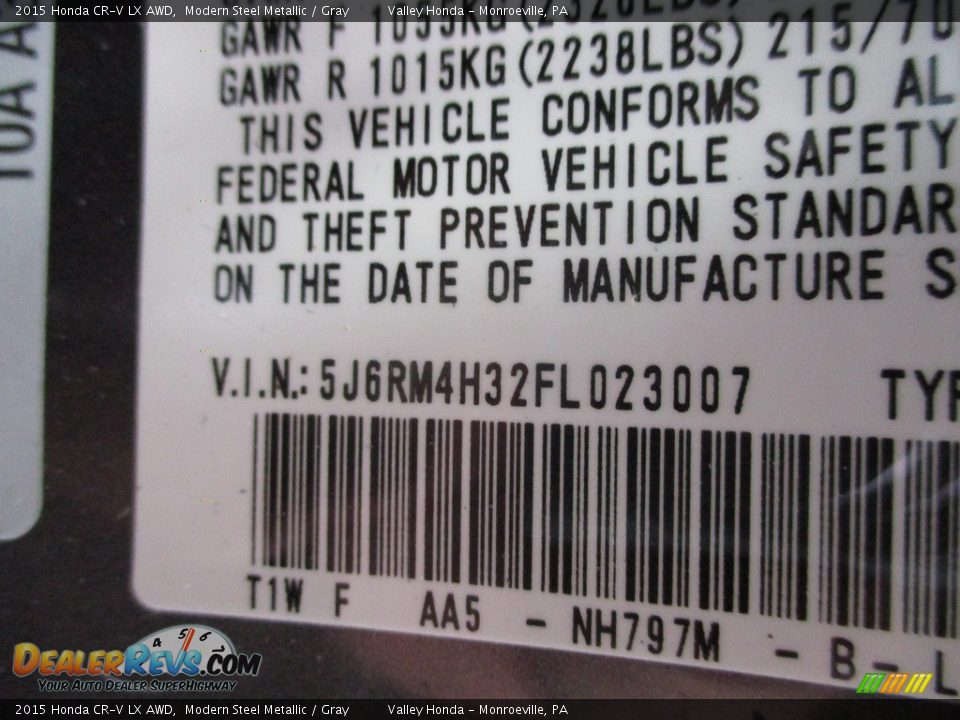 2015 Honda CR-V LX AWD Modern Steel Metallic / Gray Photo #19