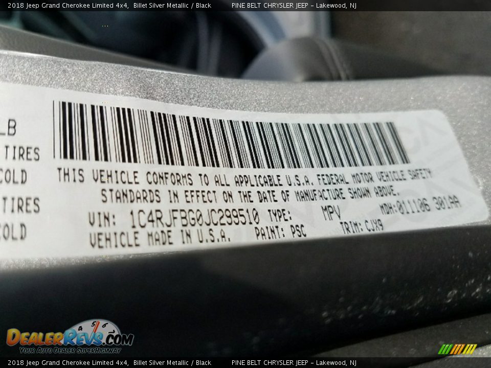 2018 Jeep Grand Cherokee Limited 4x4 Billet Silver Metallic / Black Photo #9