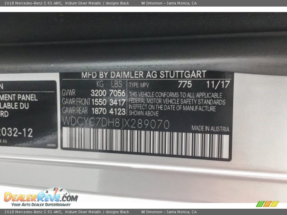 2018 Mercedes-Benz G 63 AMG Iridium Silver Metallic / designo Black Photo #22