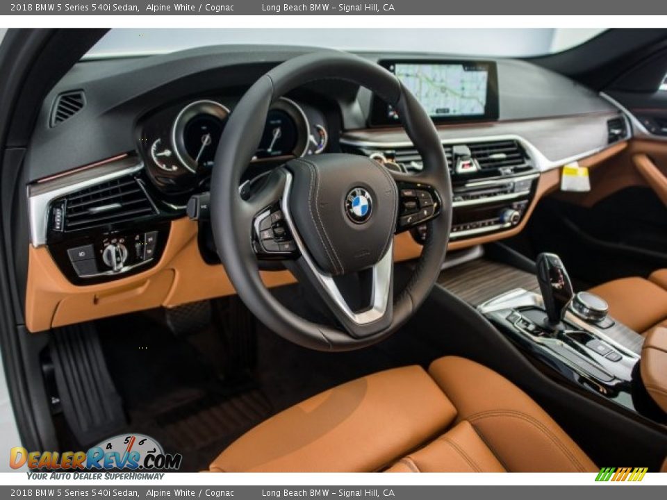 2018 BMW 5 Series 540i Sedan Alpine White / Cognac Photo #6