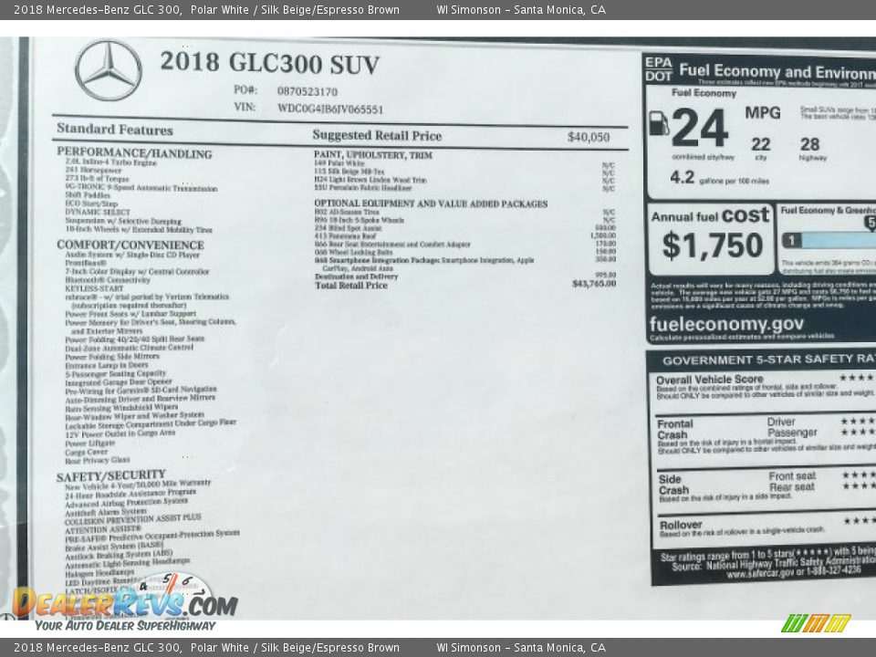 2018 Mercedes-Benz GLC 300 Polar White / Silk Beige/Espresso Brown Photo #10