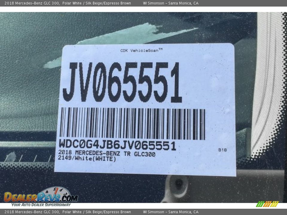 2018 Mercedes-Benz GLC 300 Polar White / Silk Beige/Espresso Brown Photo #11