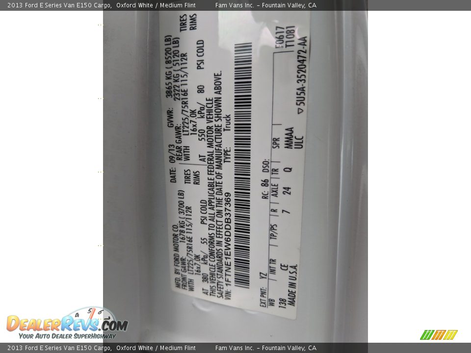 2013 Ford E Series Van E150 Cargo Oxford White / Medium Flint Photo #8