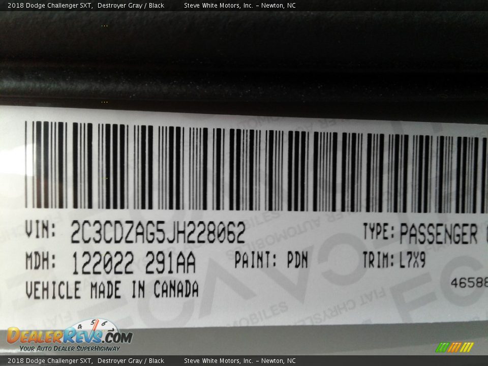 2018 Dodge Challenger SXT Destroyer Gray / Black Photo #30