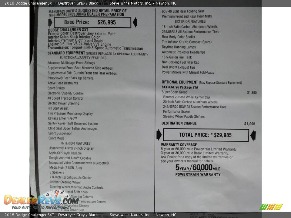 2018 Dodge Challenger SXT Destroyer Gray / Black Photo #31