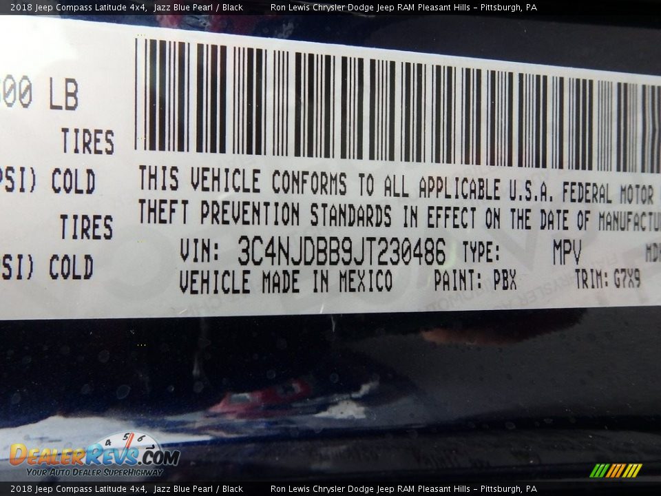 2018 Jeep Compass Latitude 4x4 Jazz Blue Pearl / Black Photo #16