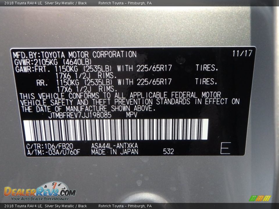 2018 Toyota RAV4 LE Silver Sky Metallic / Black Photo #10