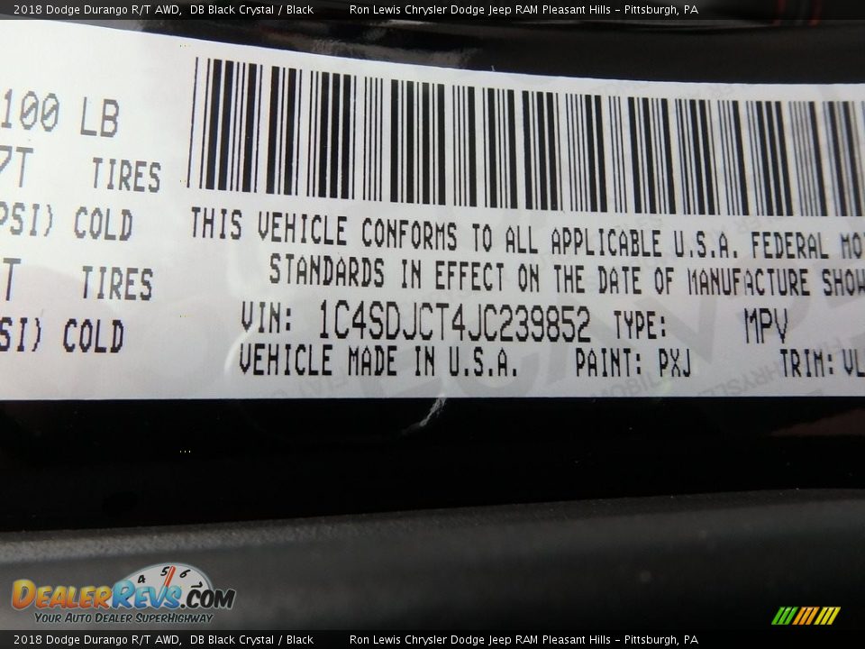2018 Dodge Durango R/T AWD DB Black Crystal / Black Photo #15