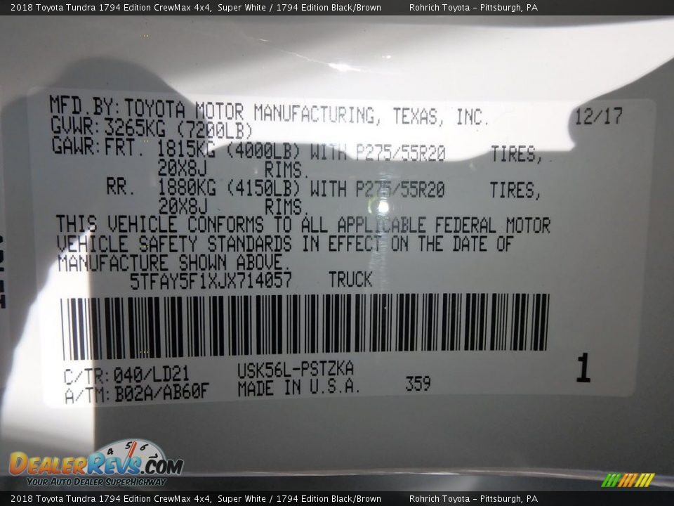 2018 Toyota Tundra 1794 Edition CrewMax 4x4 Super White / 1794 Edition Black/Brown Photo #10