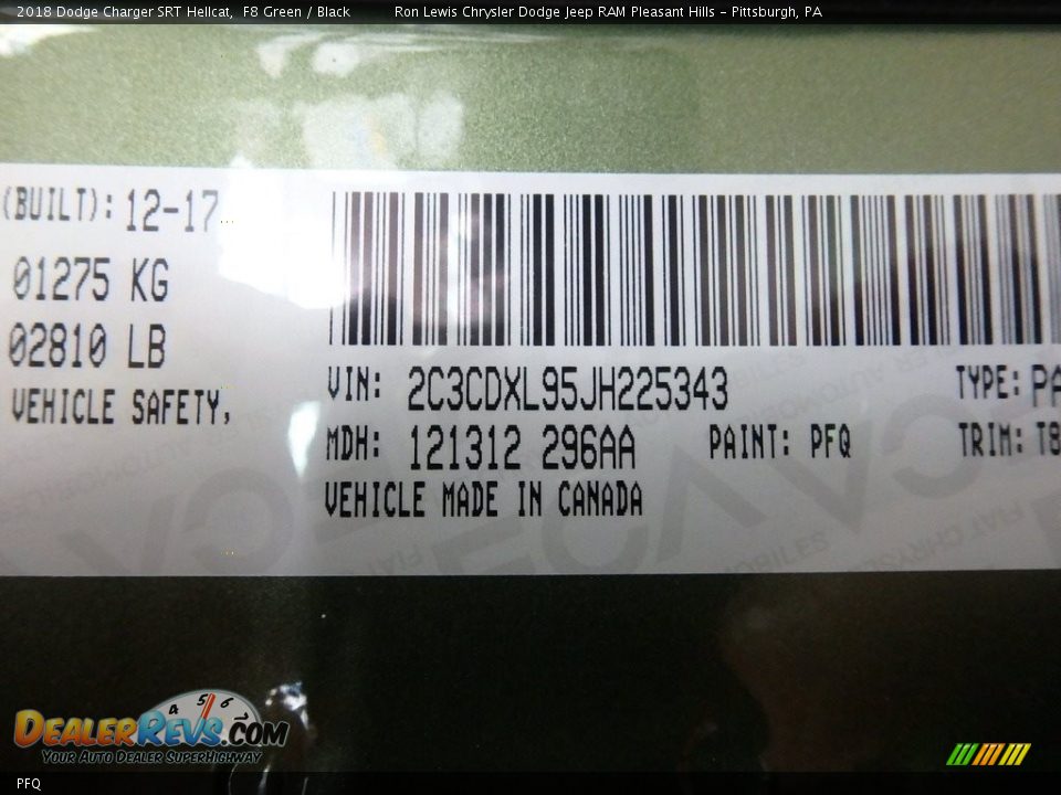 Dodge Color Code PFQ F8 Green