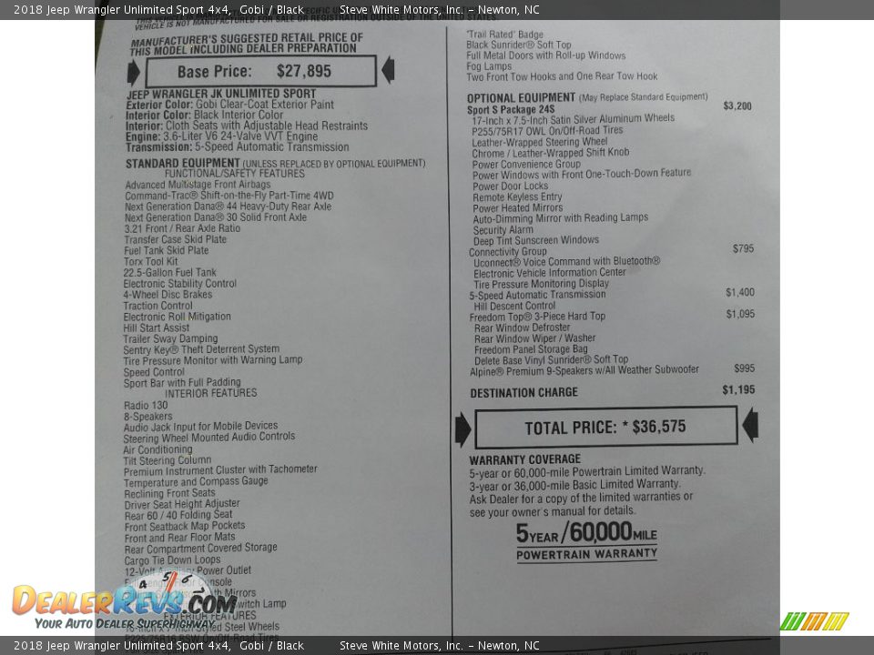 2018 Jeep Wrangler Unlimited Sport 4x4 Gobi / Black Photo #26