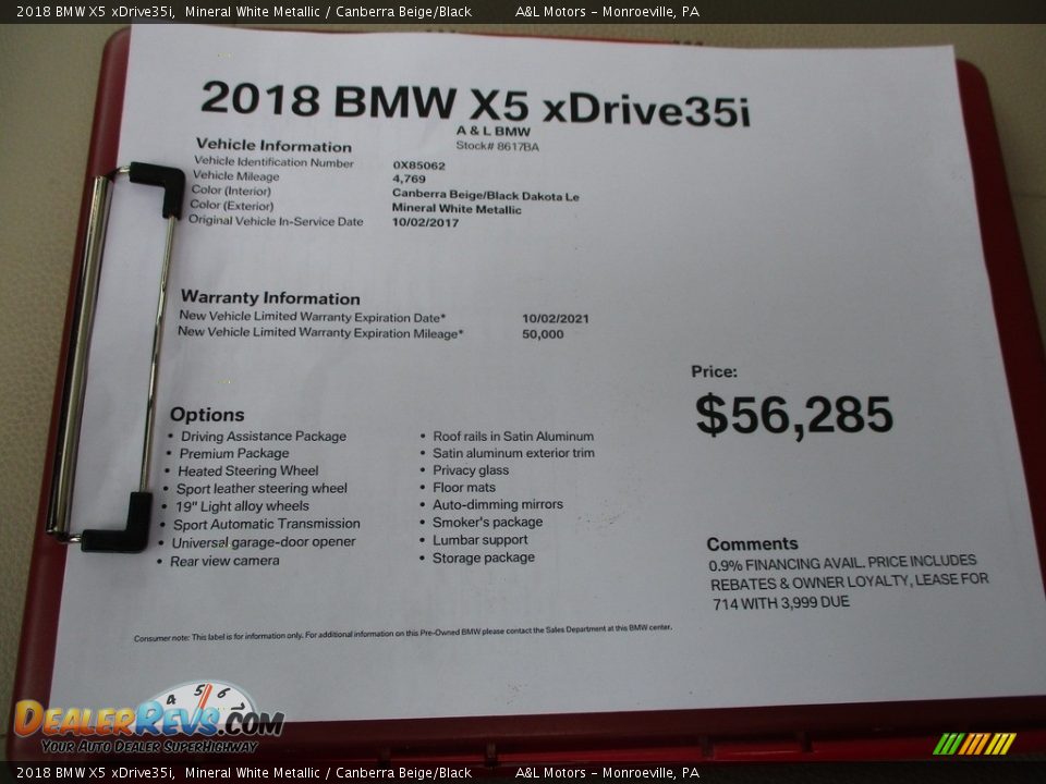 2018 BMW X5 xDrive35i Mineral White Metallic / Canberra Beige/Black Photo #12