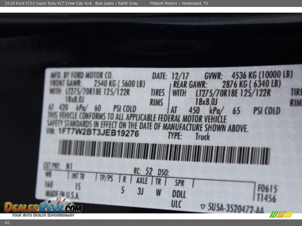 Ford Color Code N1 Blue Jeans