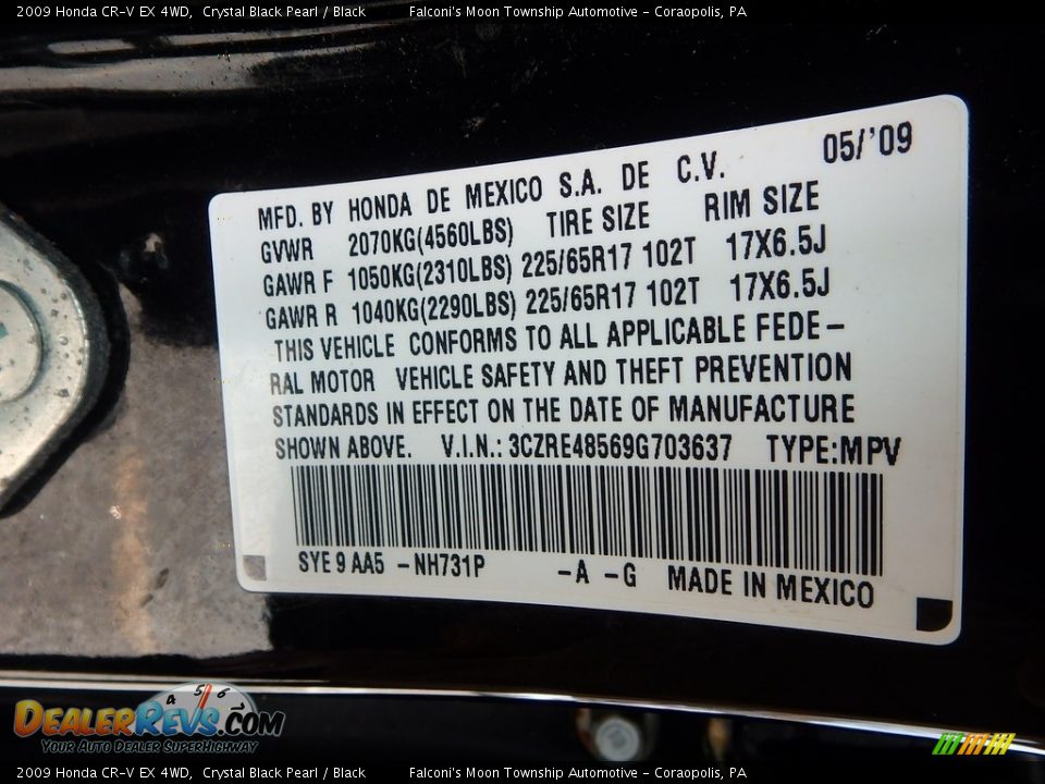 2009 Honda CR-V EX 4WD Crystal Black Pearl / Black Photo #24