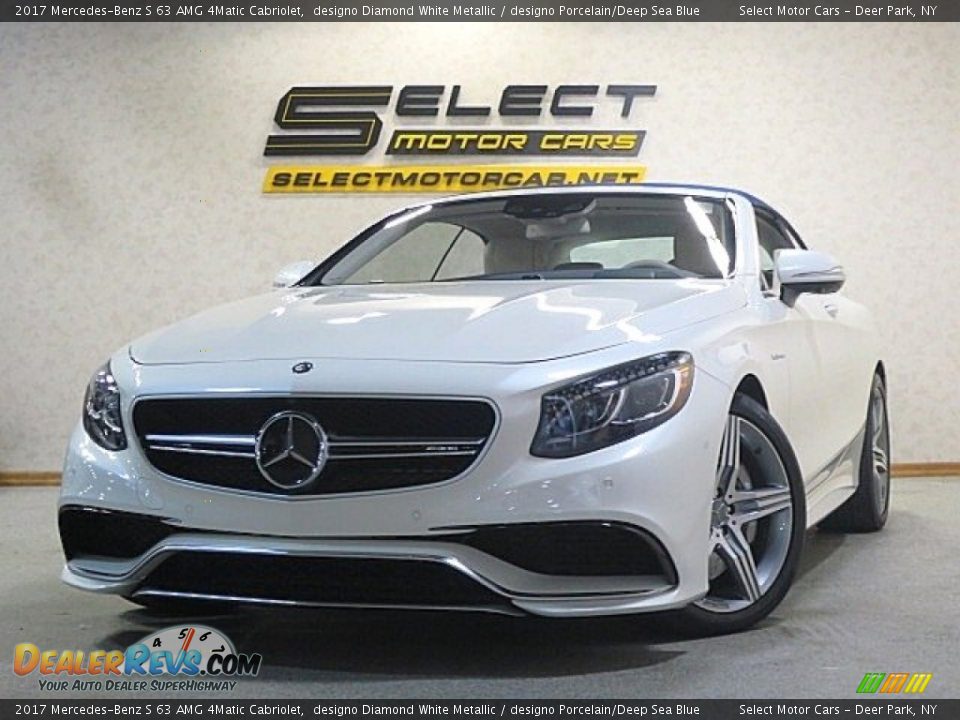 2017 Mercedes-Benz S 63 AMG 4Matic Cabriolet designo Diamond White Metallic / designo Porcelain/Deep Sea Blue Photo #1