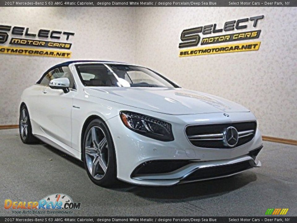 2017 Mercedes-Benz S 63 AMG 4Matic Cabriolet designo Diamond White Metallic / designo Porcelain/Deep Sea Blue Photo #3