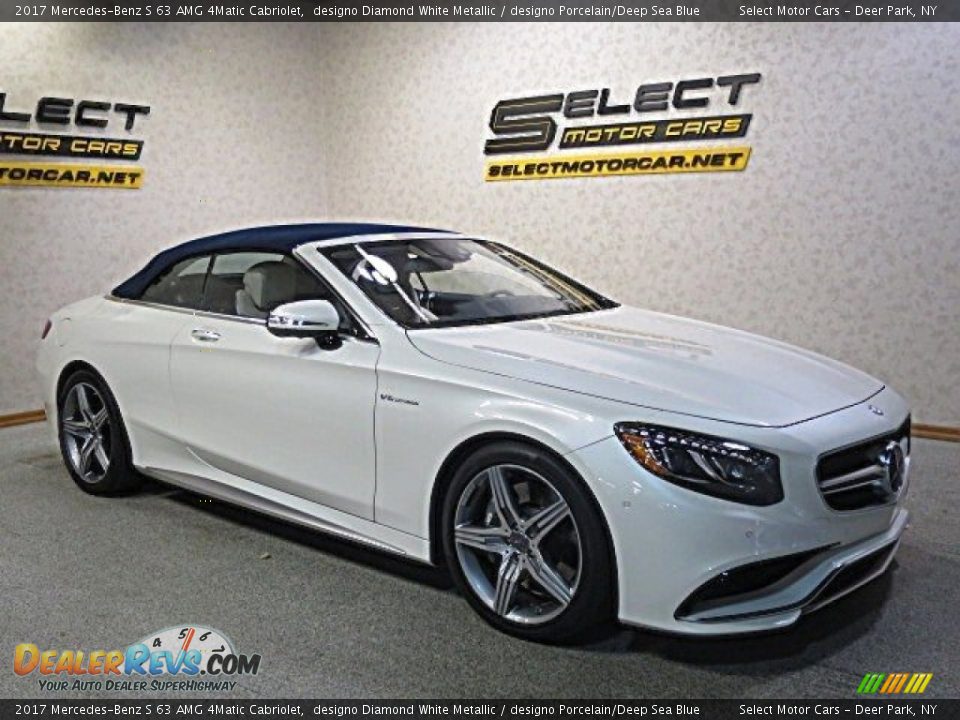2017 Mercedes-Benz S 63 AMG 4Matic Cabriolet designo Diamond White Metallic / designo Porcelain/Deep Sea Blue Photo #4