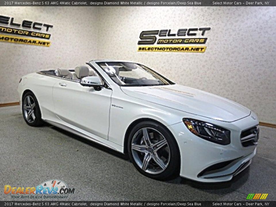 2017 Mercedes-Benz S 63 AMG 4Matic Cabriolet designo Diamond White Metallic / designo Porcelain/Deep Sea Blue Photo #12