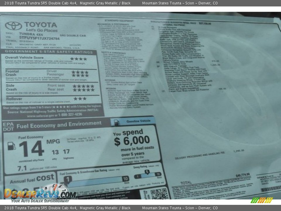 2018 Toyota Tundra SR5 Double Cab 4x4 Magnetic Gray Metallic / Black Photo #33
