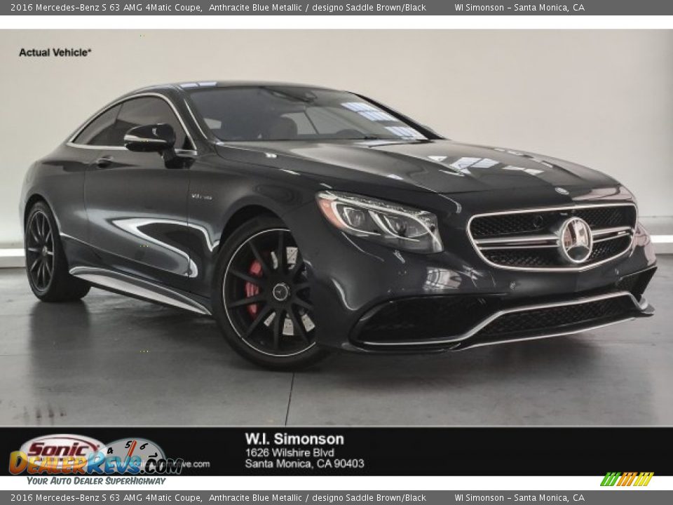 2016 Mercedes-Benz S 63 AMG 4Matic Coupe Anthracite Blue Metallic / designo Saddle Brown/Black Photo #1