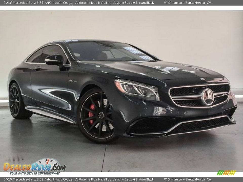2016 Mercedes-Benz S 63 AMG 4Matic Coupe Anthracite Blue Metallic / designo Saddle Brown/Black Photo #12