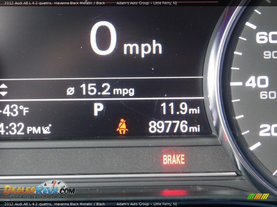 2012 Audi A8 L 4.2 quattro Havanna Black Metallic / Black Photo #36