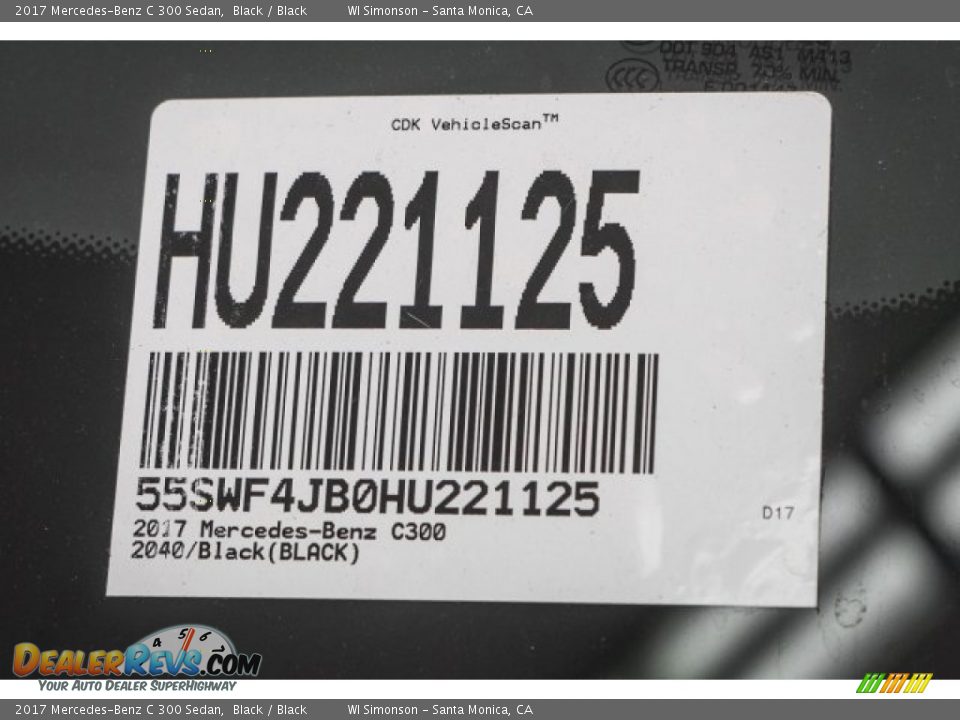 2017 Mercedes-Benz C 300 Sedan Black / Black Photo #8