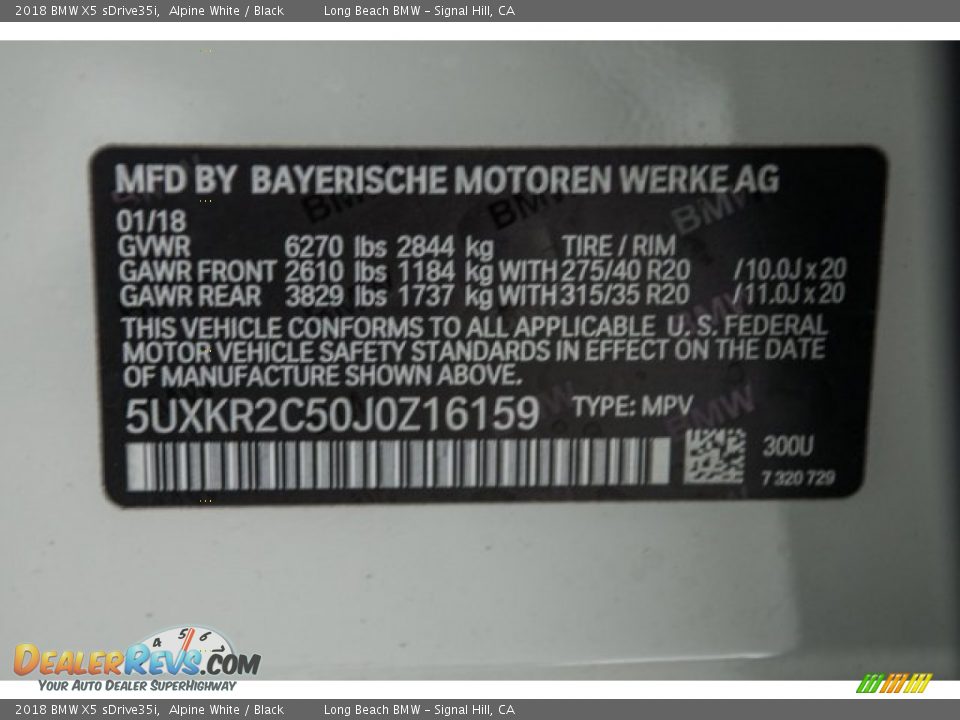 2018 BMW X5 sDrive35i Alpine White / Black Photo #12