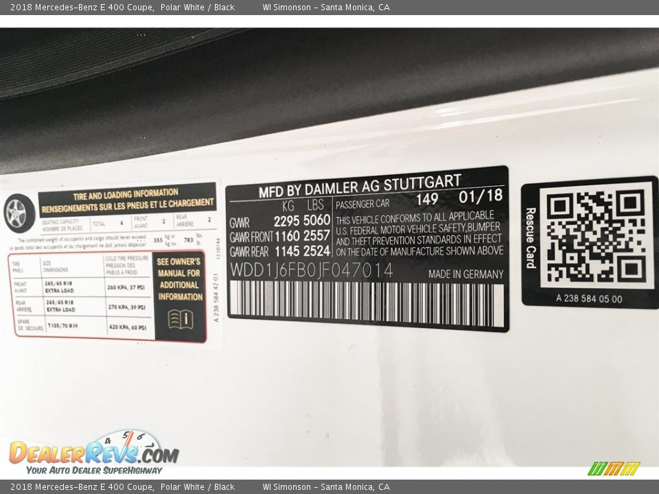 2018 Mercedes-Benz E 400 Coupe Polar White / Black Photo #10
