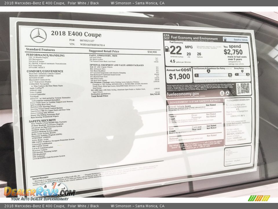 2018 Mercedes-Benz E 400 Coupe Polar White / Black Photo #11