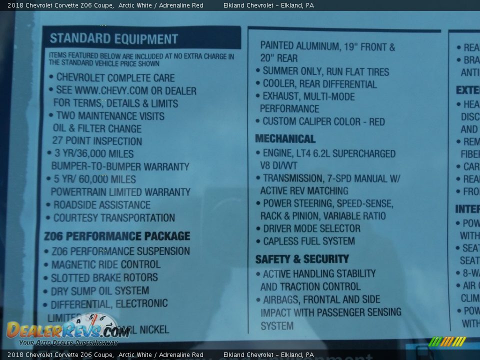 2018 Chevrolet Corvette Z06 Coupe Arctic White / Adrenaline Red Photo #34
