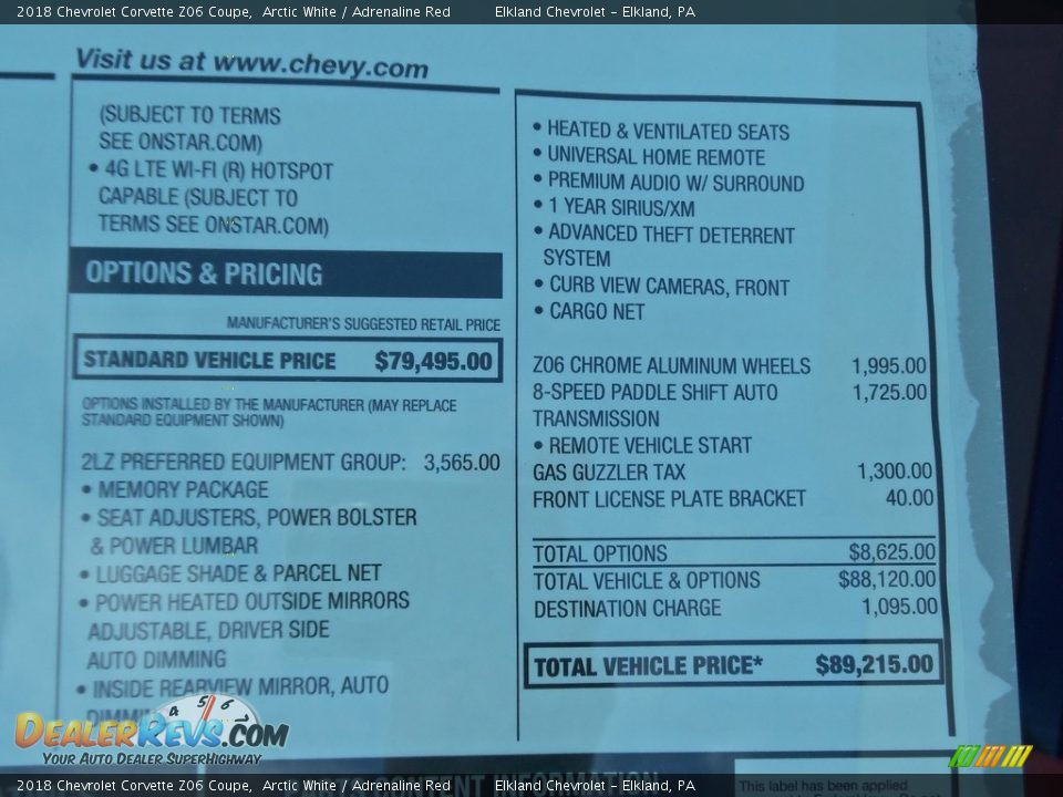 2018 Chevrolet Corvette Z06 Coupe Arctic White / Adrenaline Red Photo #36
