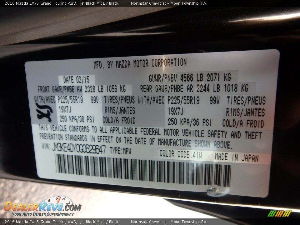 2016 Mazda CX-5 Grand Touring AWD Jet Black Mica / Black Photo #28