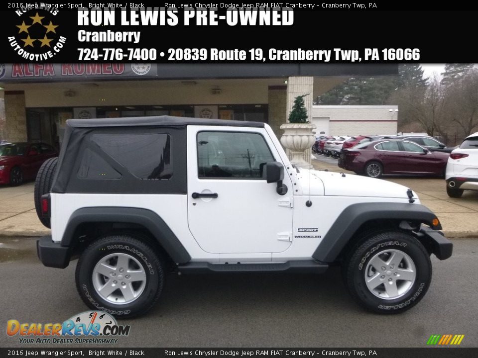 2016 Jeep Wrangler Sport Bright White / Black Photo #1