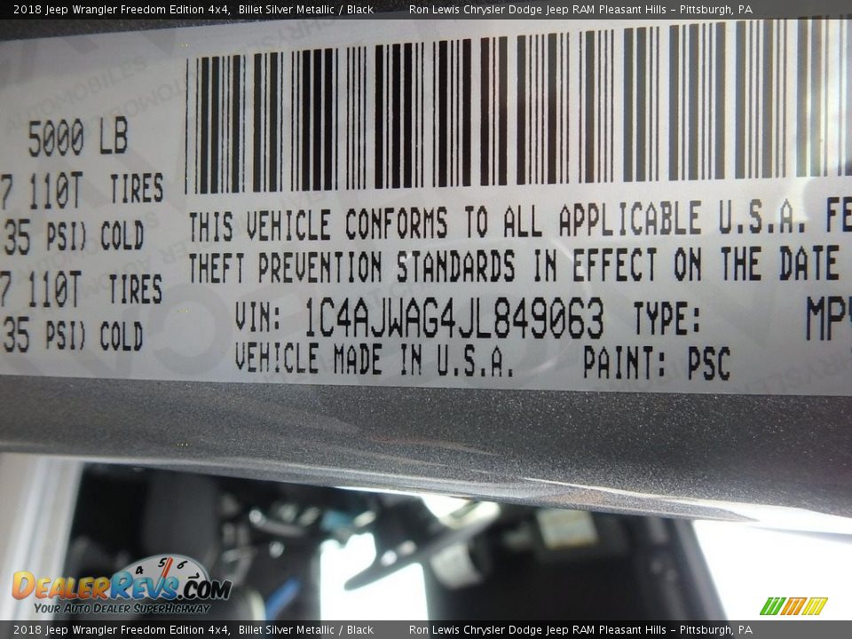 2018 Jeep Wrangler Freedom Edition 4x4 Billet Silver Metallic / Black Photo #15