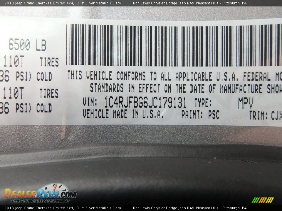 2018 Jeep Grand Cherokee Limited 4x4 Billet Silver Metallic / Black Photo #15