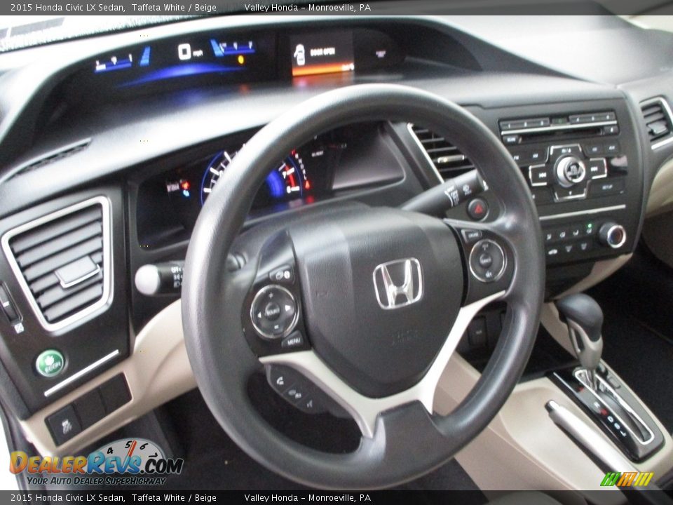 2015 Honda Civic LX Sedan Taffeta White / Beige Photo #13