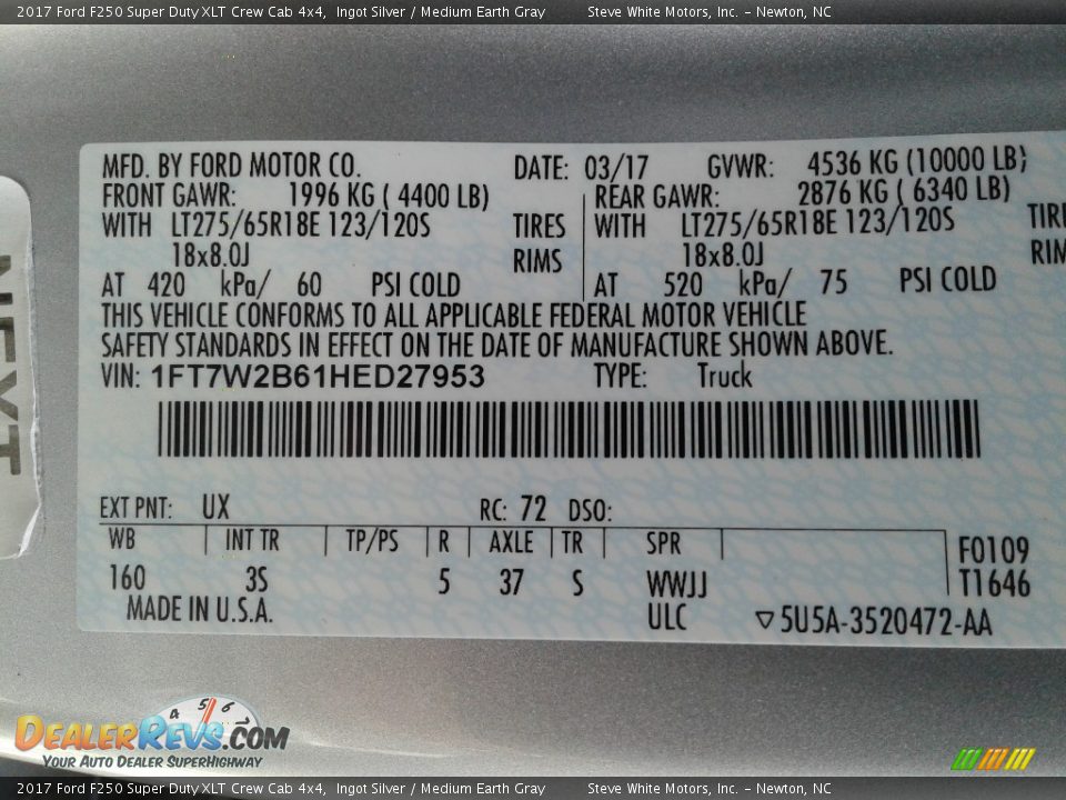 2017 Ford F250 Super Duty XLT Crew Cab 4x4 Ingot Silver / Medium Earth Gray Photo #32