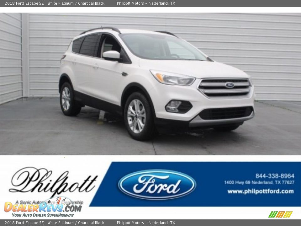 2018 Ford Escape SE White Platinum / Charcoal Black Photo #1
