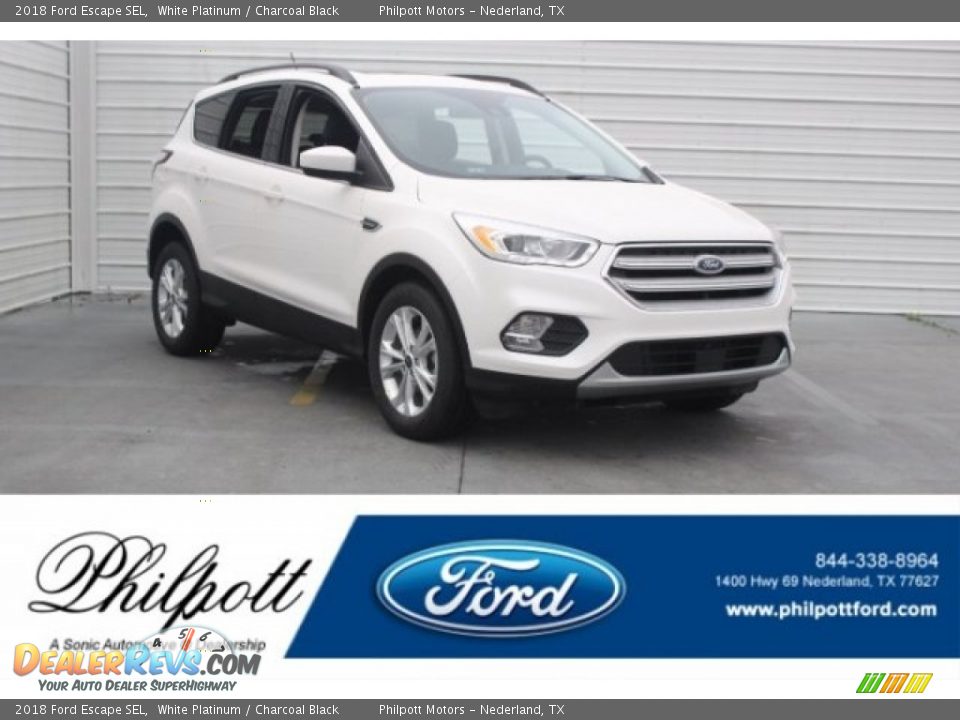 2018 Ford Escape SEL White Platinum / Charcoal Black Photo #1