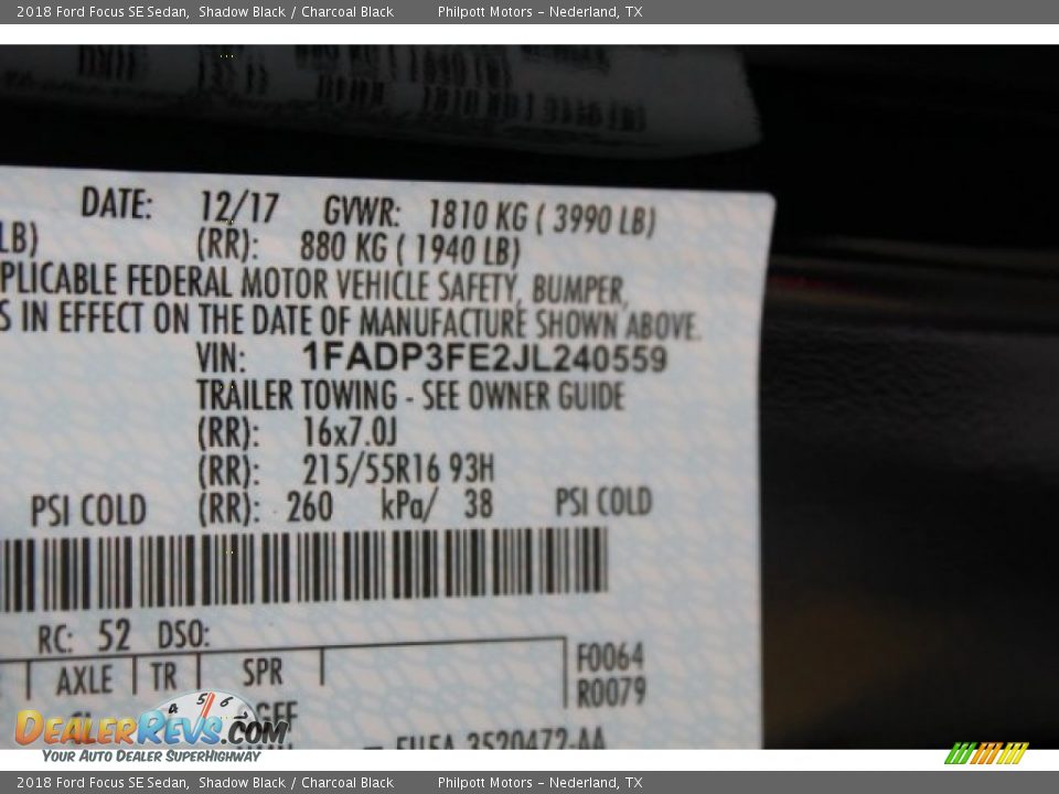 2018 Ford Focus SE Sedan Shadow Black / Charcoal Black Photo #35