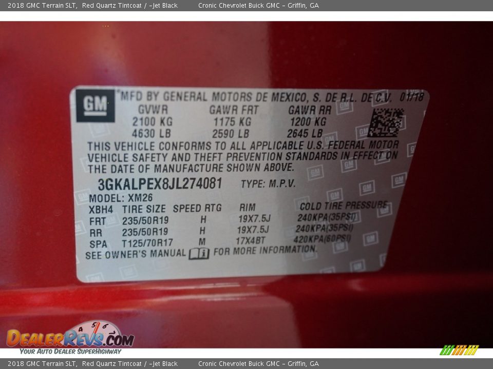 2018 GMC Terrain SLT Red Quartz Tintcoat / ­Jet Black Photo #16