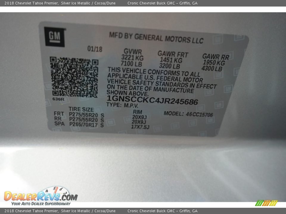 2018 Chevrolet Tahoe Premier Silver Ice Metallic / Cocoa/Dune Photo #14