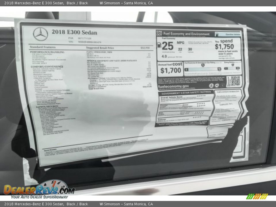2018 Mercedes-Benz E 300 Sedan Black / Black Photo #11